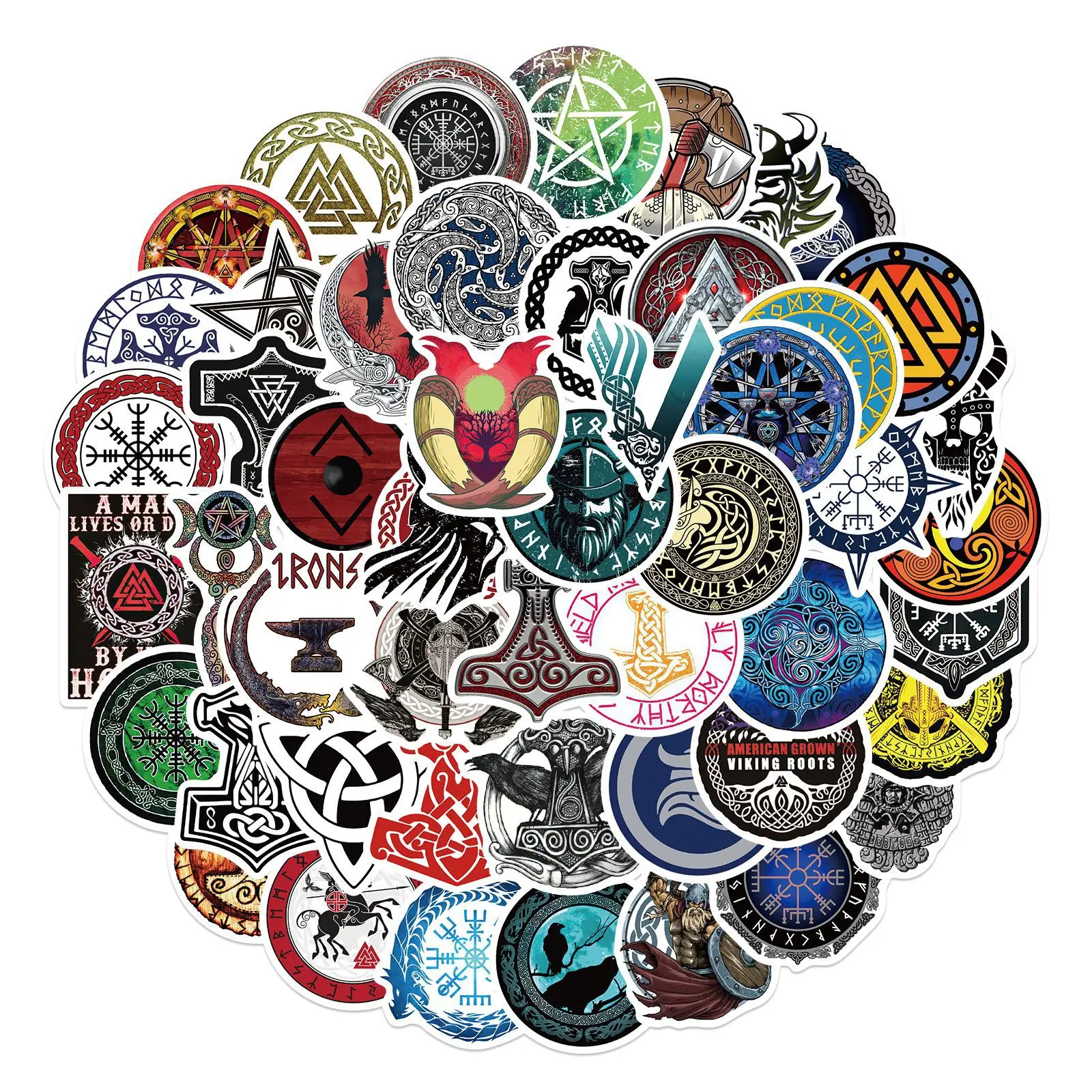 10/30/50pcs  Viking Totem Stickers  Compass Ornamentation Tree Of Life Fridge Guitar Skateboard Travel Suitcase Phone Laptop