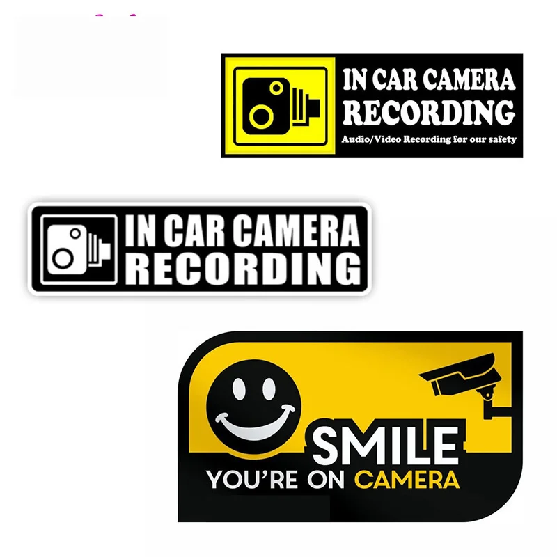 

STICKY Camera Recording Warning Plaques & Signs Car Sticker Water Proof Decal Decor for RV Auto Motocross Racing Laptop Helmet