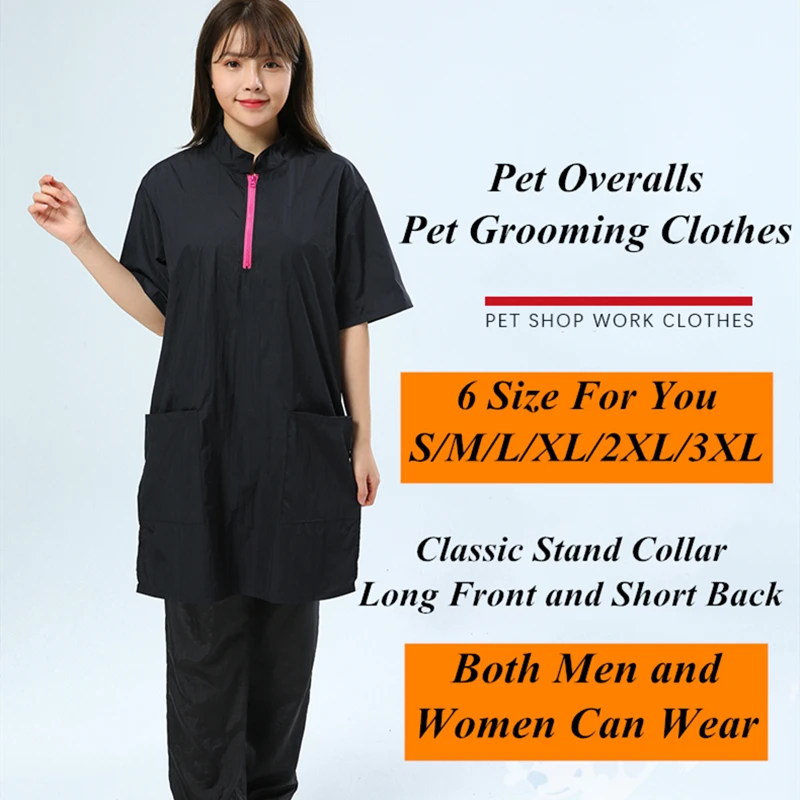 S-3XL Hair Salon Work Clothes Hairdressing Pet Grooming Long & Short Sleeve Work Clothes Barber Shop Hair Stylist ApronG0917