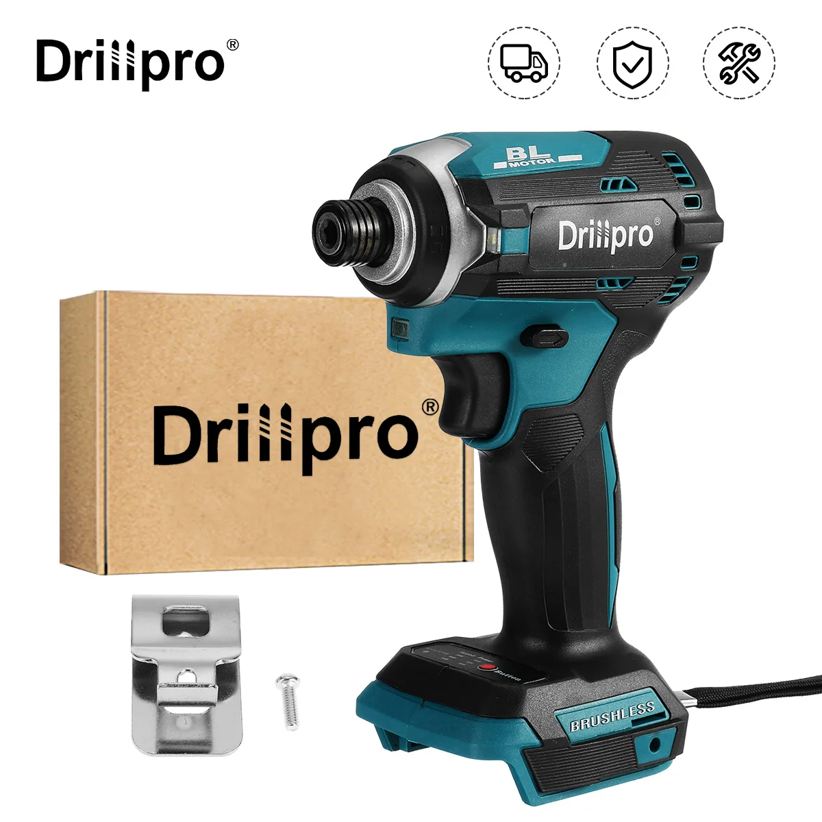 Drillpro-chave de Fenda Elétrica Brushless Chave de Impacto sem Fio Broca de Mão Recarregável Ferramenta Elétrica para Makita Bateria 18v