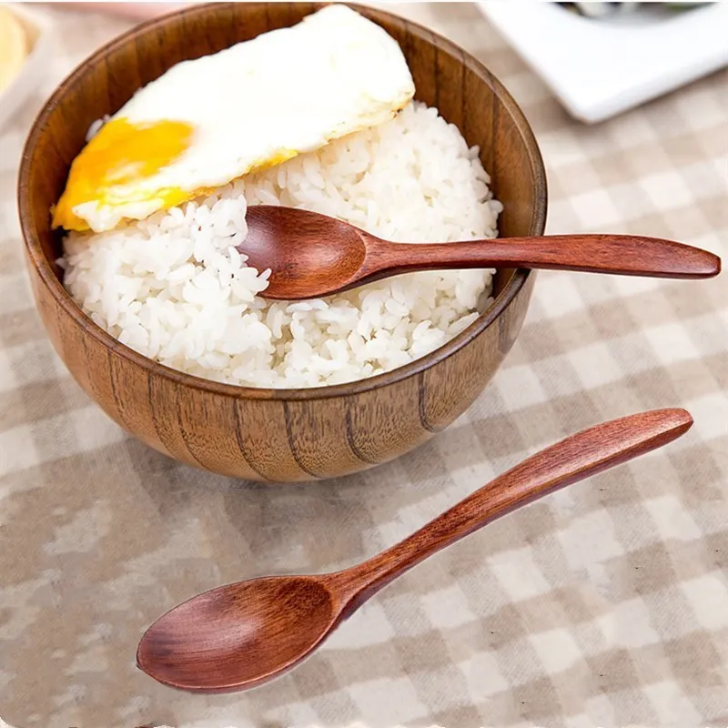 18Cm Natural Wooden Spoon Tea Honey Coffee Dining Cooking Mixing Soup Spoons Eco-Friendly Cute Home Kitchen Wooden Tableware