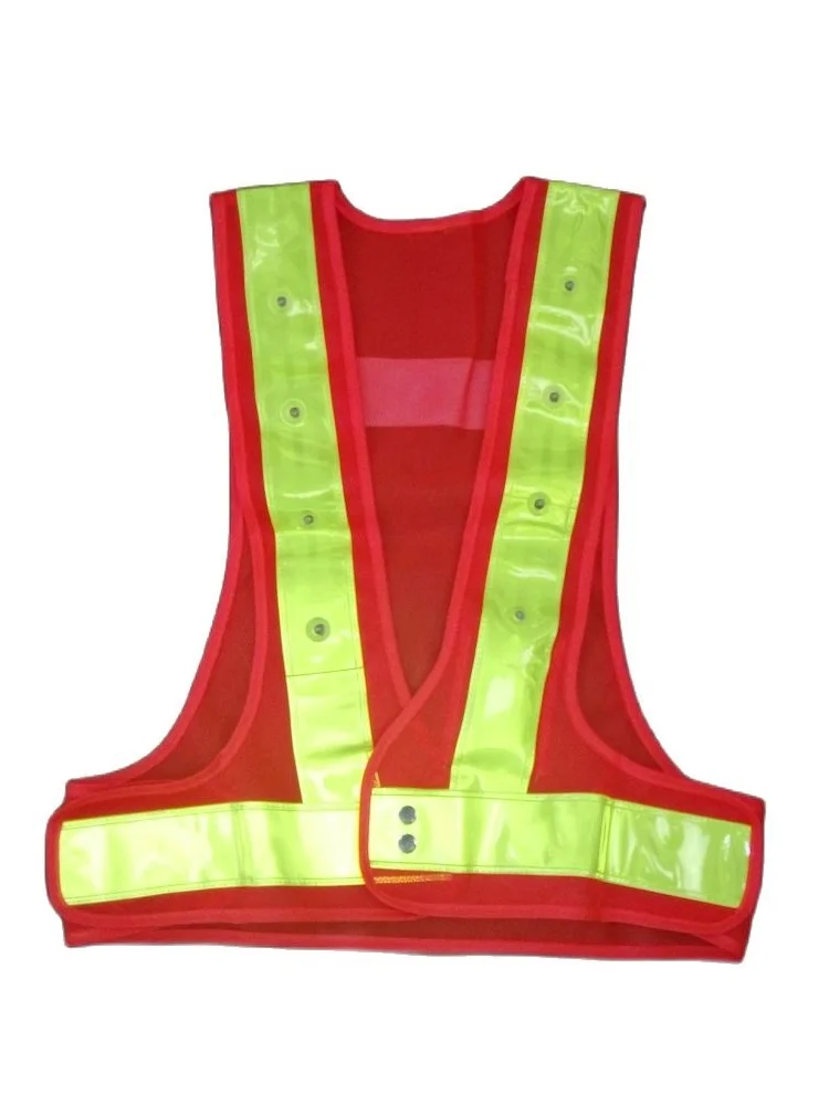 Highways Sanitation Flahing LED Reflective Safety Vest Fluorescent Red High Visibility Warning PVC Tape