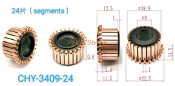 2pcs 18.9*8*11.5(12.5)*24P Teeth Copper Hook Type Electrical Motor Commutator CHY-3409-24