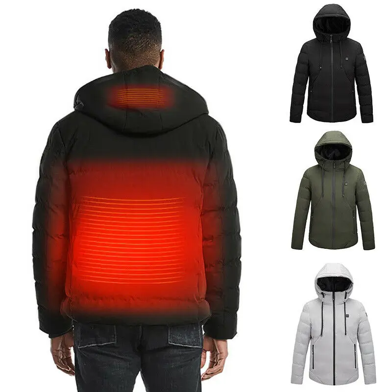 Chaqueta con capucha eléctrica USB para hombre, abrigo térmico recargable, Parka de invierno, ropa de esquí de gran tamaño, 6XL