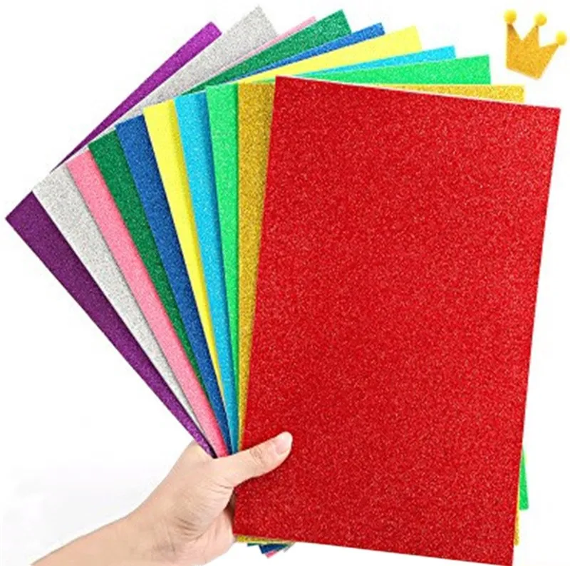 5 Sheet/bag Glitter Foam Paper Children\'s Handmade DIY Scrapbooking Craft Decorations Cardstock Handcraft Cutters Sparkles Paper