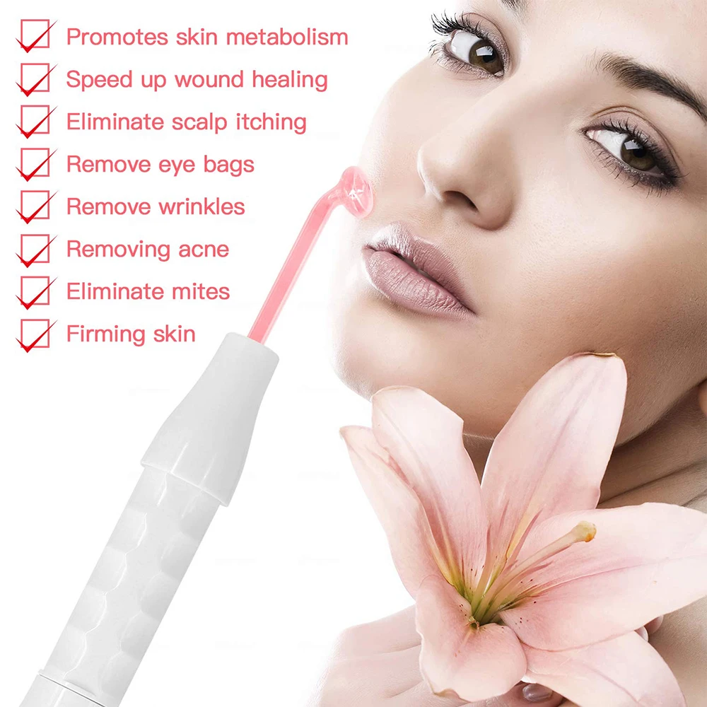 Portable High Frequency Device Electrode Wand Facial Machine Acne Remover Face Massager Beauty SPA Skin Tightening Face Lifting