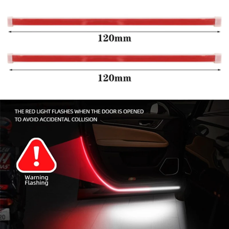 Car Door Welcome Light Warning Strobe Signal Lamp Strip 120cm 12V Auto Ambient Decorative Lights Car LED Light Bar Accessories