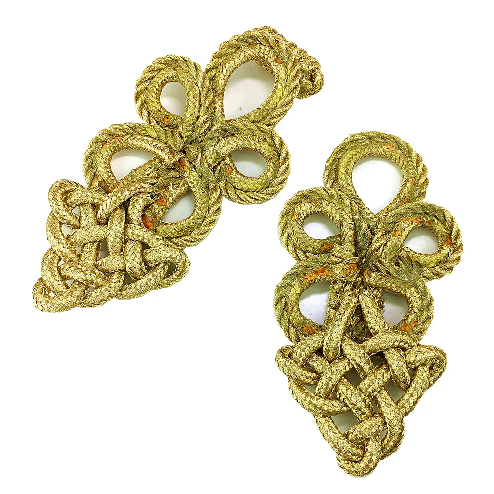 5set Gold Baroque Frog Fastener Cord Embroidery Closure Chinese Knot Button Retro Applique For Clothing DIY Accessories AC1507