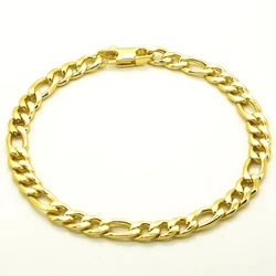 Plated 18K Gold Bracelet 6/8/12 mm Width Figaro Chain 8 Inch 100% Stainless Steel Bracelet for Masculine Men Women Free Shipping