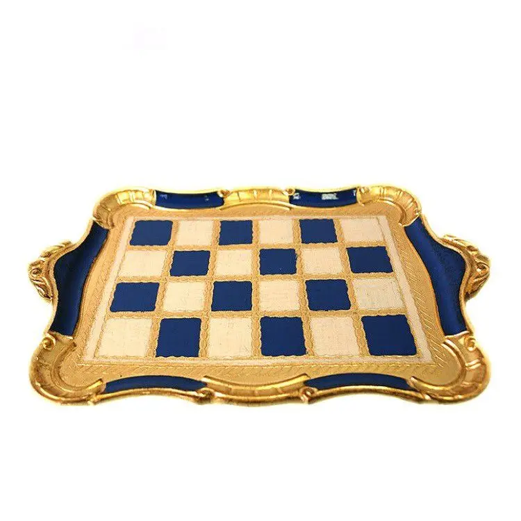 

DOLBOVI Lucky Art 032 Italian Blue Checkered tray 50*30 Cm tray поднос plateau de service