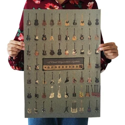 Vintage ünlü gitar dünya posteri odası dekorasyon çıkartmaları Bar duvar dekor boyaması Kraft kağıt ev dekor duvar Sticker posterler