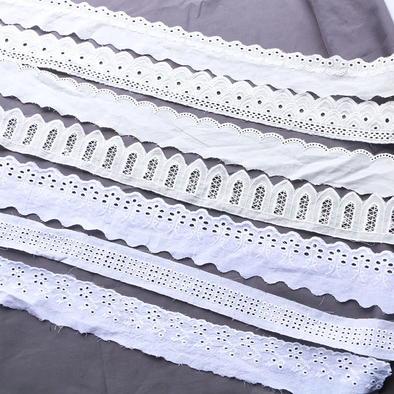 3 yard  Lace Trims Applique Costume Trimmings White Ribbon Cotton Home Textiles Sewing Lace Fabric Cloth 9 Models