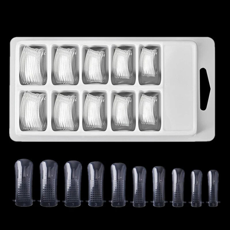 100pcs/Box Quick Extension Clear False Nails Mold Tips Nail Art UV Gel Dual Forms Finger Extend Press on Nails Extension Tool