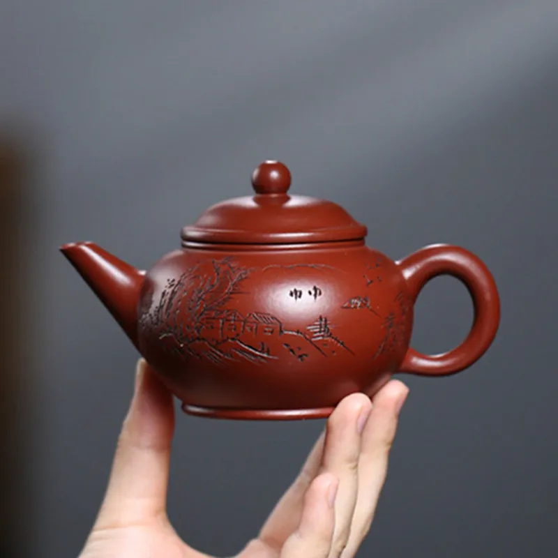 200ml Chinese Yixing Purple Clay Teapots Raw Ore Dahongpao Handmade Tea Pot Home Zisha Filter Beauty Kettle Tea Set Gifts