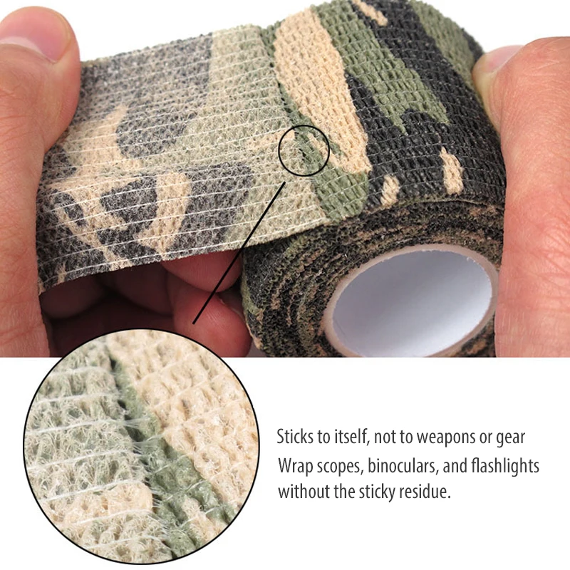 4.5M* 5CM Self-Adhesive Camouflage Camo Tape Bandage Reusable Self-Cling Wrap For Outdoor Camping Hunting Military Army Stealth