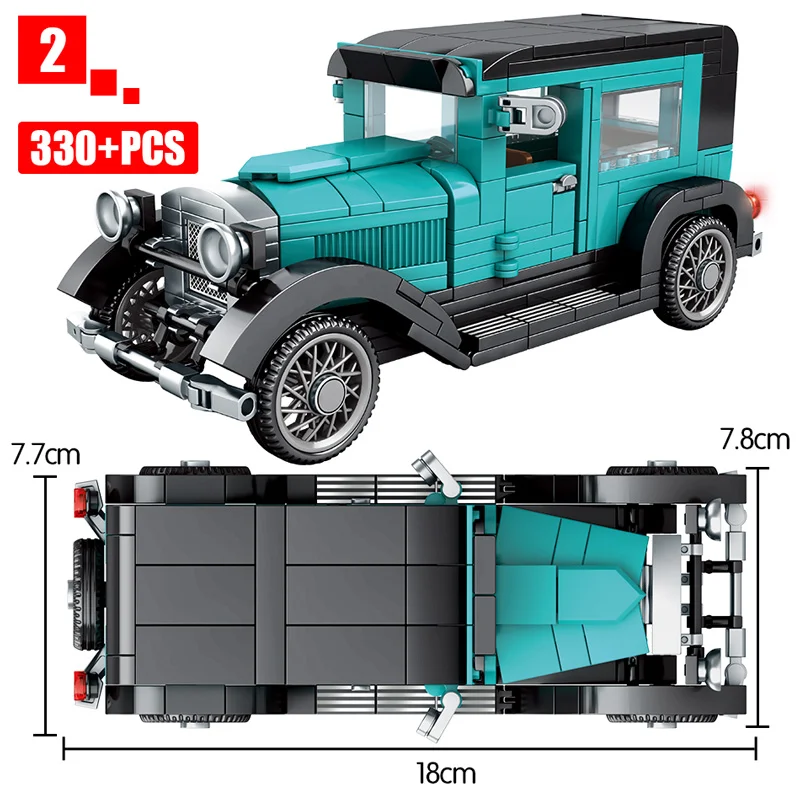 City Mechanical Classic Car MOC Model Bricks Classical Convertible Racing Vehicle Building Blocks Toy For Kids
