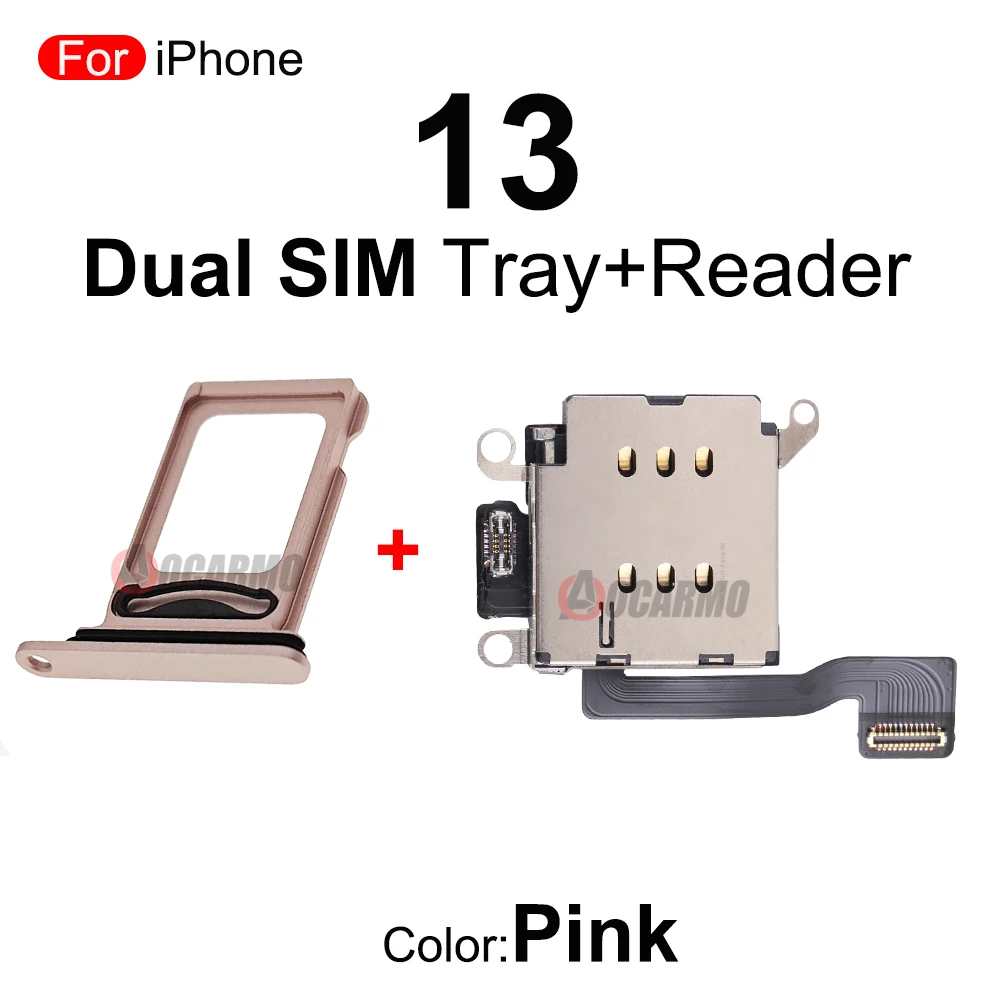 1Set/Lot For iPhone 13 Dual SIM Card Tray Holder Slot + Reader Flex Cable Full Set Replacement Parts Black Silver Pink Blue Red
