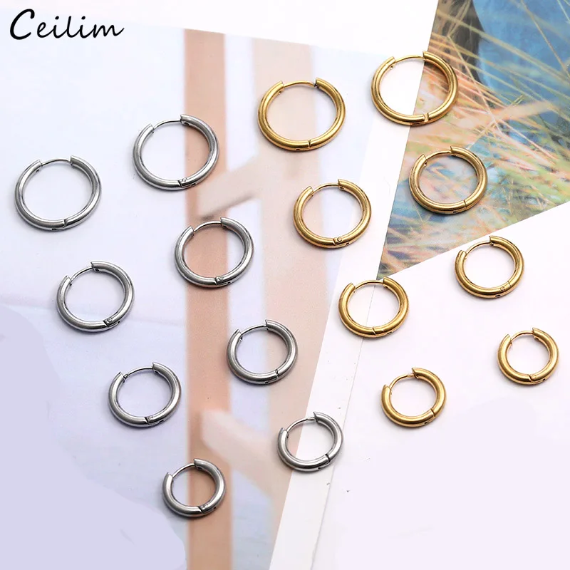 Small Mini Round Creole Earring Fashion Silver Color Stainless Steel Circle Hoop Earring Women Men Punk Jewelry boucle d'oreille