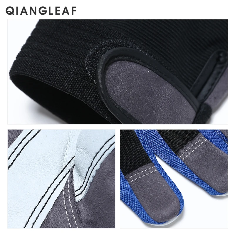 QIANGLEAF Brand Work Gloves Black White Stitching Safety Protection Wear Glove Hiking Bicycle Bike Cycling Winter Gloves 2710