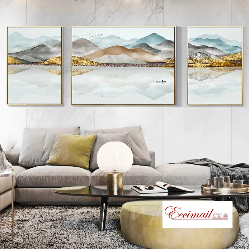 EECAMAIL Full Diamond 5D Triple Landscape Painting Nordic Atmosphere Style Living Room Bedroom Home Diamond Embroidered