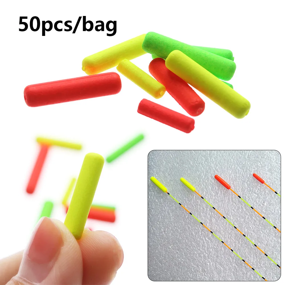 50 PCs/Bag Fishing Foam Floats Ball Oval Floats Beads Light Weight Indicator Fish Beans Fishing Floats Fishing Accessories