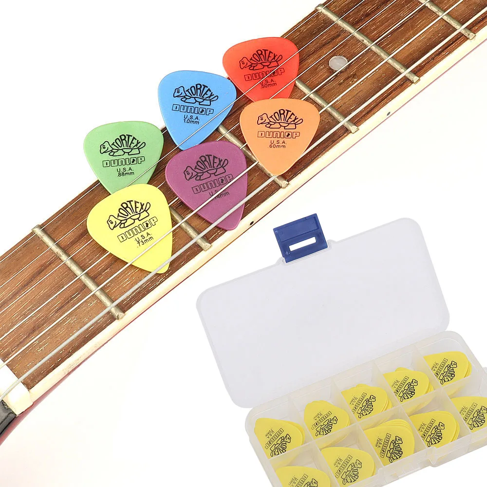 Dunlop-púas de guitarra eléctrica, accesorios de Plectrum, 6 tipos de espesor, con caja, 50 piezas