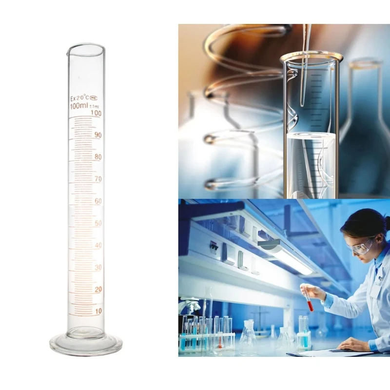 E5BE 100 ml Plastic Measuring Cylinder Liquid Measuring Tools Compatible with Chemistry Kitchen Thick Glass Transparent