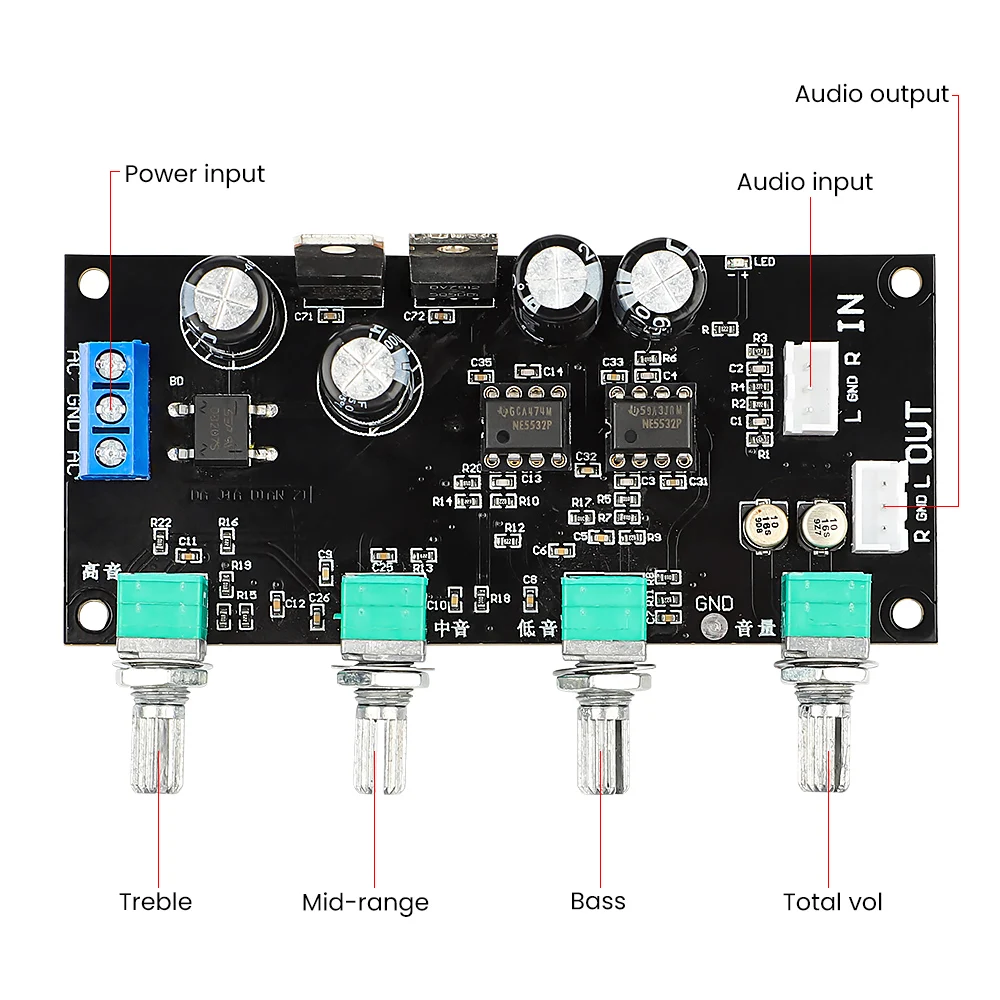 AIYIMA NE5532 Amplifier Tone Preamp Board Treble Bass Midrange Volume Tone Control Adjustment Pre-amplifier For Power Amplifier