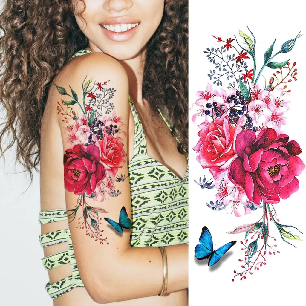 Desenho de Tatuagem Uma Rosa e Uma Margarida Entrelaçadas: Download Grátis  e Teste Virtual, image size:1024x1024