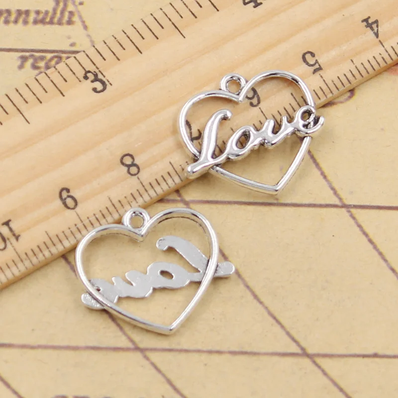 20pcs Charms Heart Love 19x20mm Tibetan Silver Color Pendants Antique Jewelry Making DIY Handmade Craft