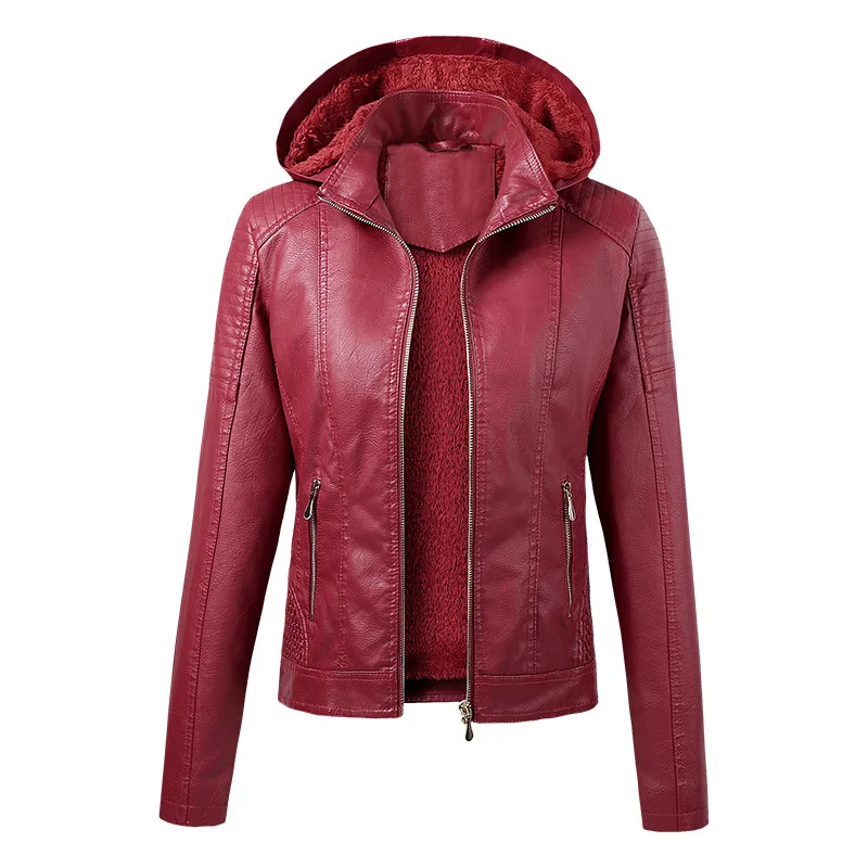 Blouson automne-hiver en similicuir PU femme, vêtement de motard