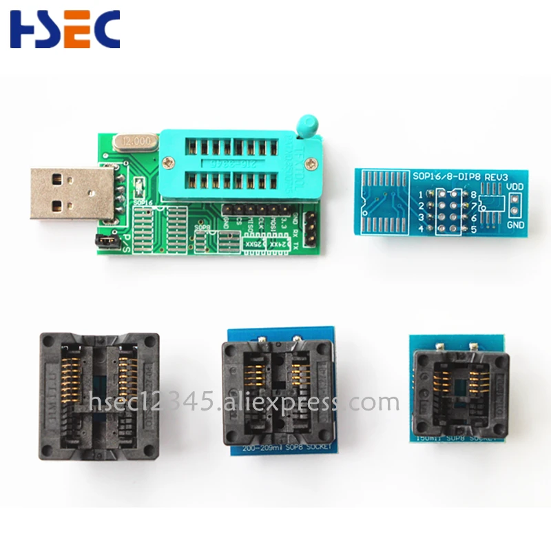 Programmateur USB CH341A SOIC8 SOP8 Avec Clip + Adaptateurs - Pour EEPROM BIOS Flash IC