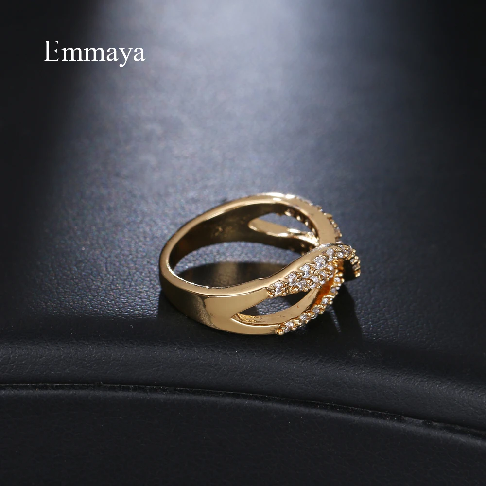 Emmaya Ingenious Modelling Twist Appearance With High Quality Zirconia Delicate Ring For Female Punk Fashion Jewelry In Banquet