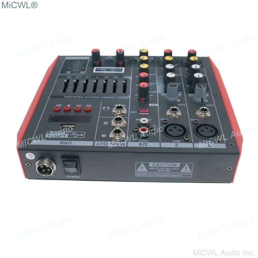 MG4 MiCWL Portable Bluetooth 4 Channel Audio Mixer Sound Mixing Console for Studio Stage Microphone USB 48V EQ
