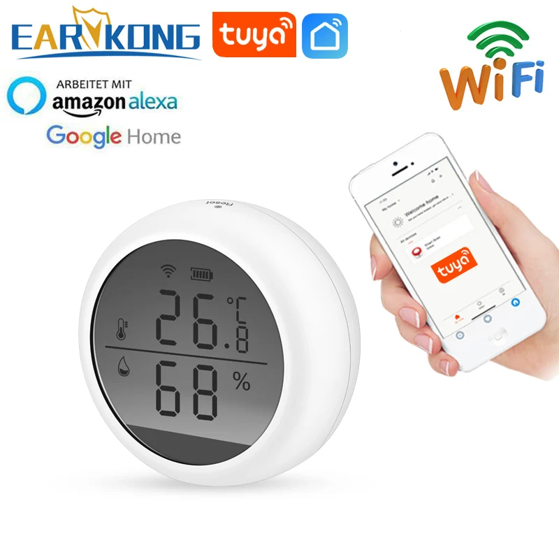 Tuya Smart WiFi Humidity Detector Temperature Sensor Indoor Hygrometer Thermometer With LCD Display Support Alexa Google Home