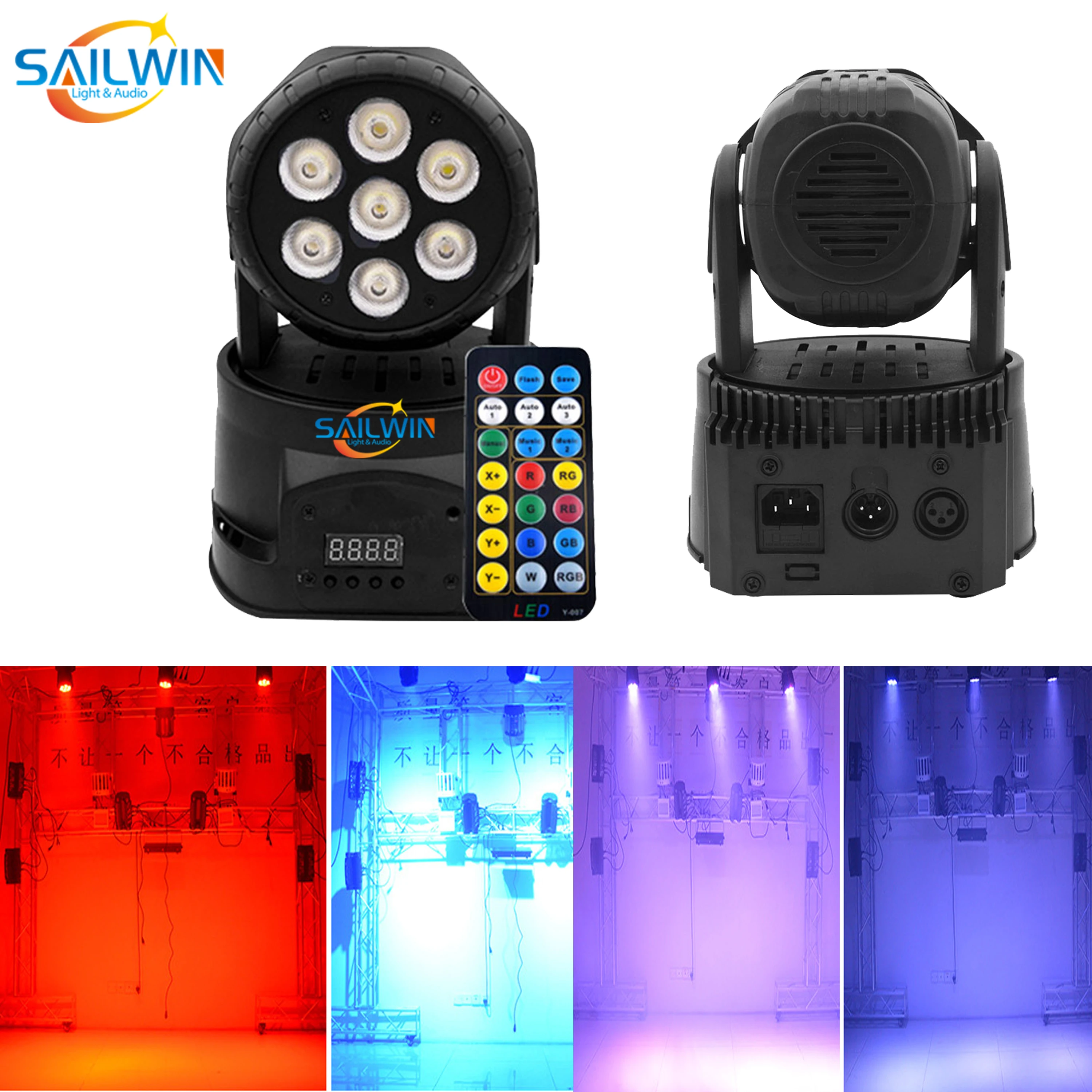 

UK 7X8W Remote RGBW Disco LED Stage Light Moving Head Beam Party Lights DMX Led Dj Xmas Christmas Sound Active LED Par Lighting