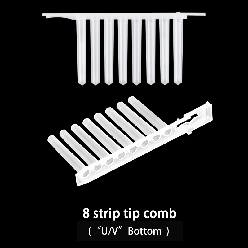 IKEME 8 Strip Tip Comb U Bottom V Botton Transparent PP Can be Sterilized and Used for Deep-well Plates 200ul