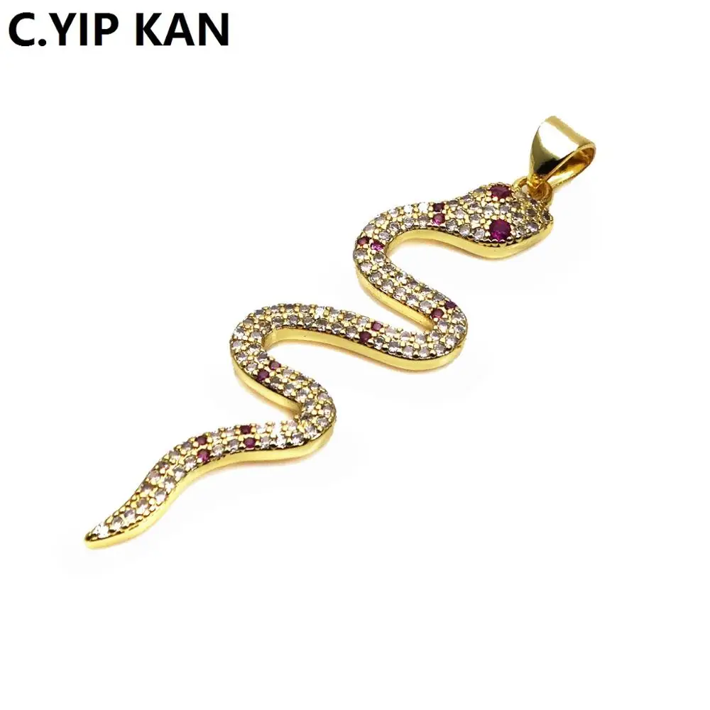 C.YIP KAN Fashion color Zircon Pendant Long flower Snake Pendant Animal Pendant DIY jewelry accessories as a gift for friends