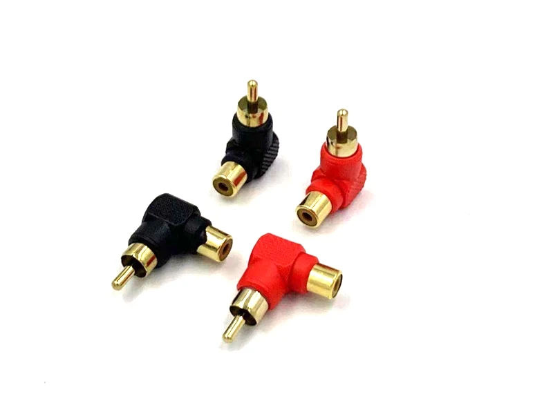 Audio AV RCA Elbow Plug Jack Extender L Shape RCA Connector Black Red Right Angle RCA Male to Female 90 Degree RCA Connector