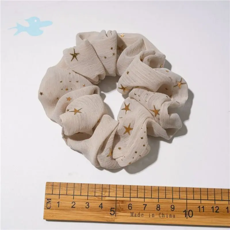 Wholesale Gold Star Printed Elastic Chiffon Cute Hair Scrunchies For Girls Scrunchies Pack