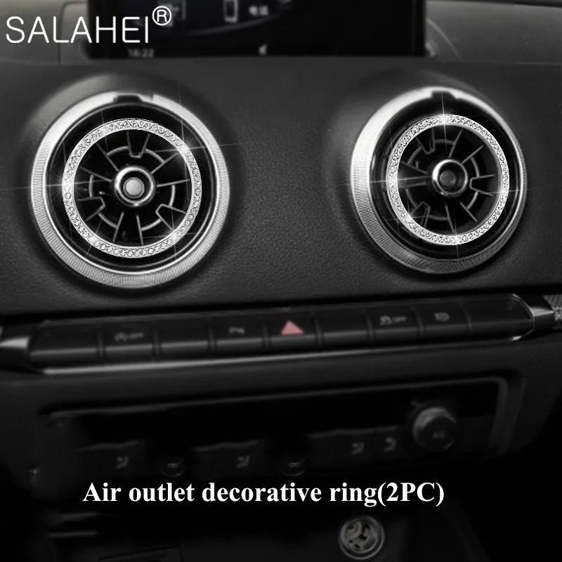 Luxury Crystal Diamond Car Steering Wheel Emblem Interior Rhinestone For Audi A3 S3 Q2L Decoration Stickers Car accessories