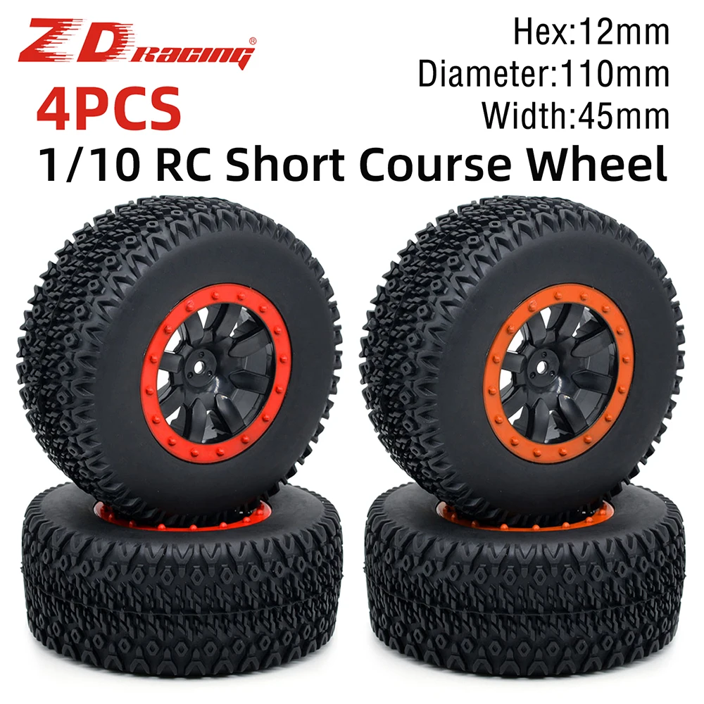 110mm RC Car Rubber Tires Wheel Rim Set for 1/10 Short Course Truck ARRMA SENTON 4X4 550 MEGA XLH 9125 Traxxas Slash Redcat HSP