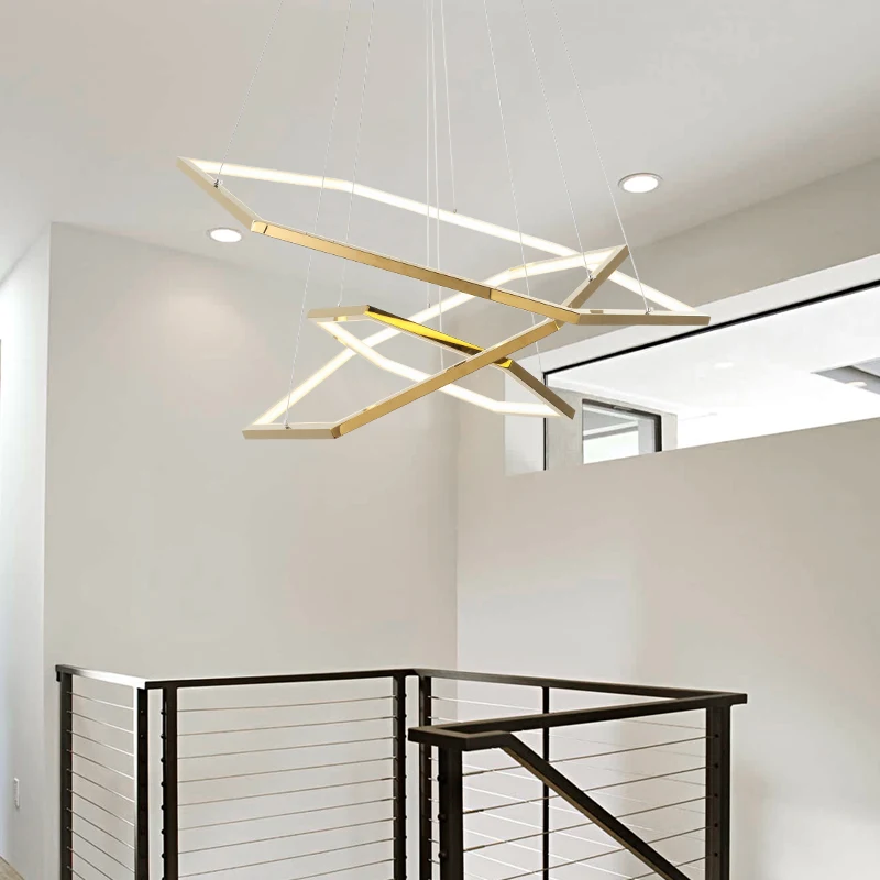 Simple modern clothing shop chandelier hexagonal living room lamp cross border new duplex loft chandelier
