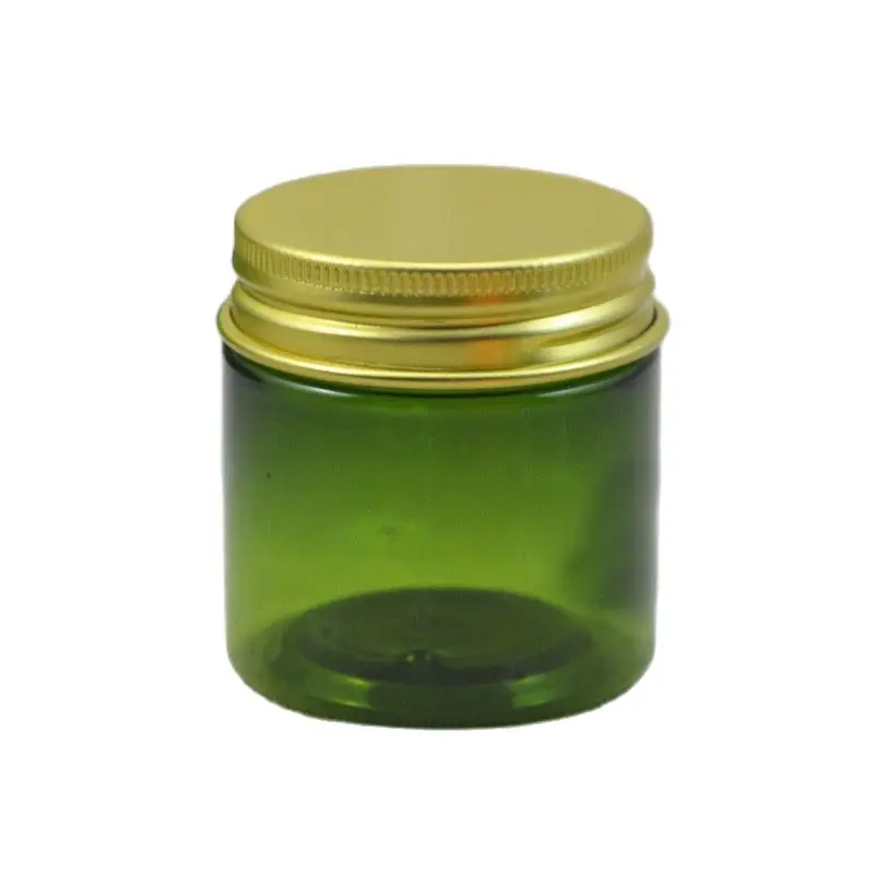 30G 50pcs Plastic Cream Jar with Gold Aluminum Cap, DIY Clear/Brown/Green Jar, Empty Cosmetic Cream Refillable Containers