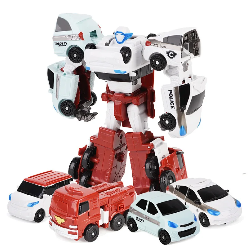 4 IN 1 Tobot Transformation Robot Toys Korea Cartoon Brothers Anime Tobot Deformation Car Airplane Toys for Children Gift