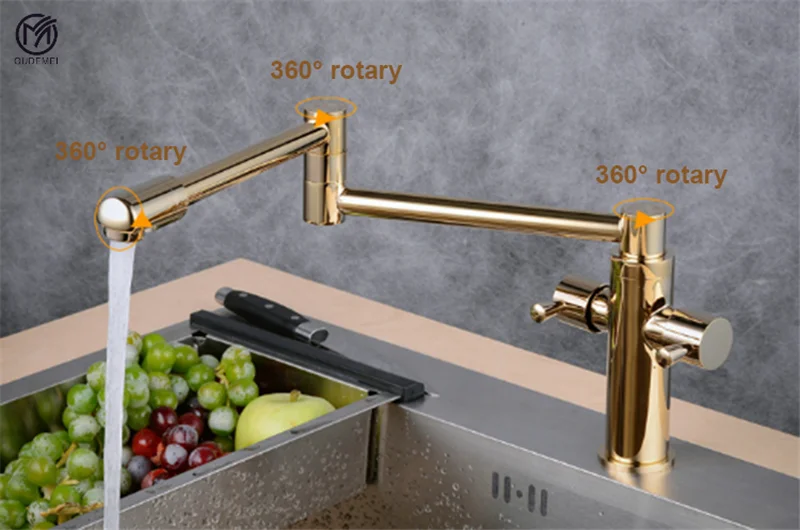 

Brass Chrome Black Antique Dual Handle Hot and Cold Sink Tap 360 Rotary Kitchen Faucet Water Faucet