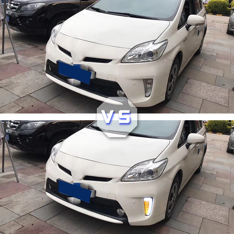 LED Front Bumper DRL Daytime Running Lights + Yellow Turn Signals Light Case For Toyota Prius 30 Series 2012-2014 Driving light