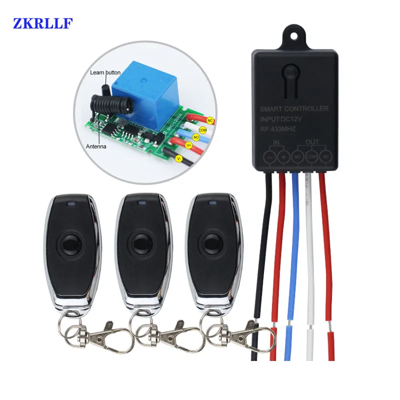 433Mhz DC 12V 1CH Universal Smart Home Wireless RF Remote Control Switch Relay Receiver Module And 433 MHz Light Transmitter DIY