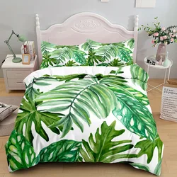 Ensemble de literie de feuilles de palmier tropical, housse de drap de lit, taie d'oreiller, taille simple, double, double, double, double, roi, reine, athlon