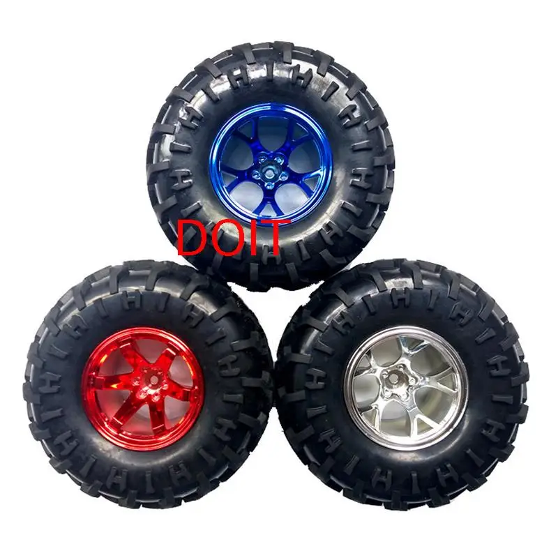 SZDOIT – roue de pneu en caoutchouc de 130mm + moyeu de roue en Nylon d'accouplement de 4/5/6mm pour pièces de châssis de voiture Robot RC 2WD/4WD, vis gratuite